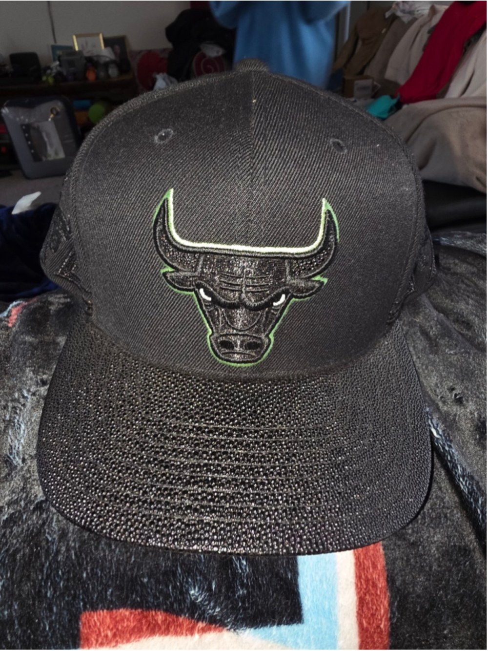 Chicago Bulls Mitchell & Ness Snapback Hat Black Green NBA Adjustable